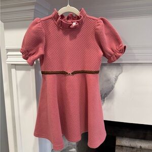 Janie and Jack Pink Quilted Dress with Matching Headband